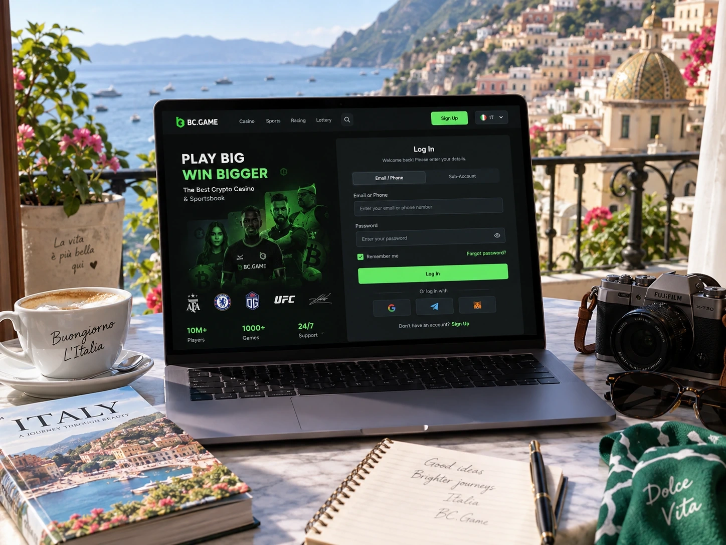 Schermata di accesso BC Game Italia